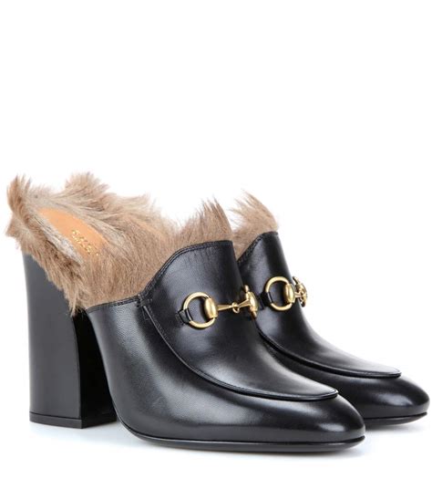 mules with fur gucci|gucci high heel mules.